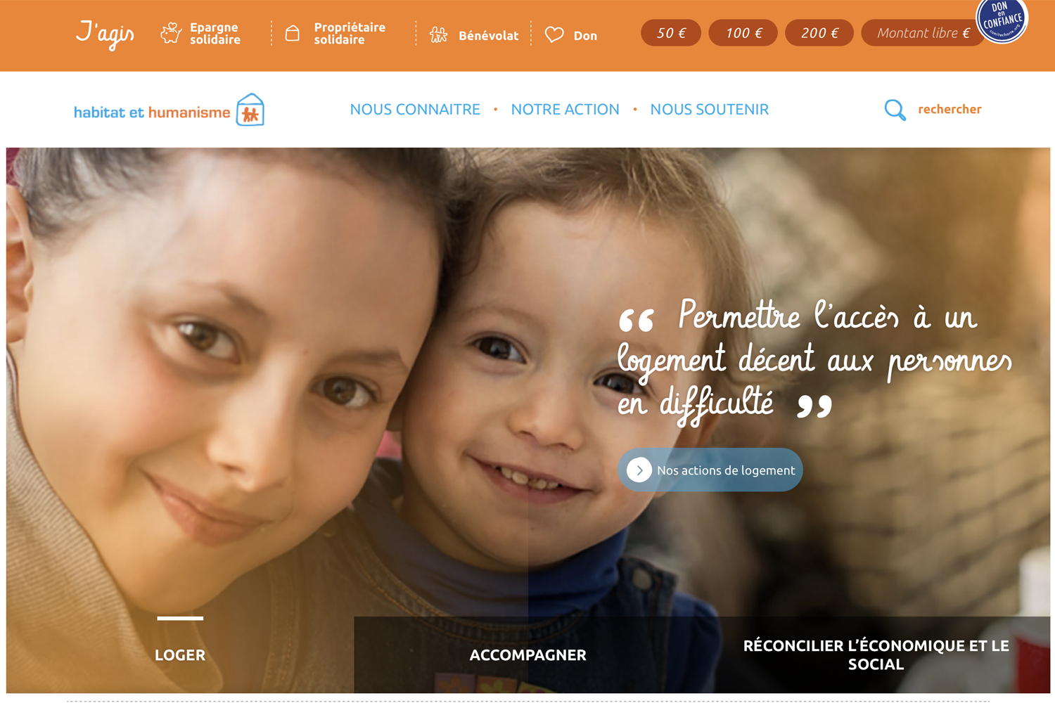 Site internet de Habitat et Humanisme